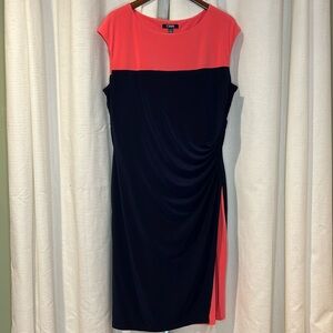 Coral and navy Chaps dress